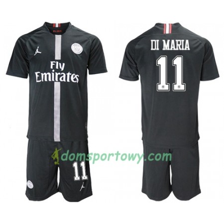 Koszulka Paris Saint-Germain Di Maria 11 Jodan Czarny Dziecięcy Trzeci Koszulki Piłkarskie 2018-2019 Krótki Rękaw